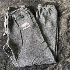 roots salt and pepper cuffed boyfriend sweatpants with drawstrings and pockets